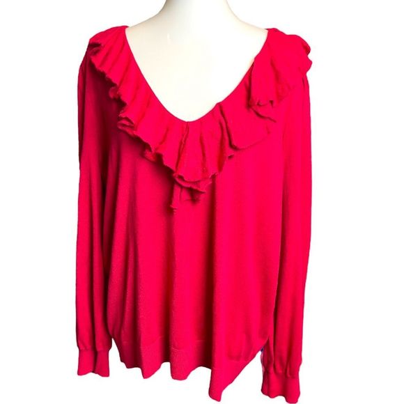 LAUREN Ralph Lauren Ruffle Trim Jersey Sweater Size 2X - Picture 5 of 11